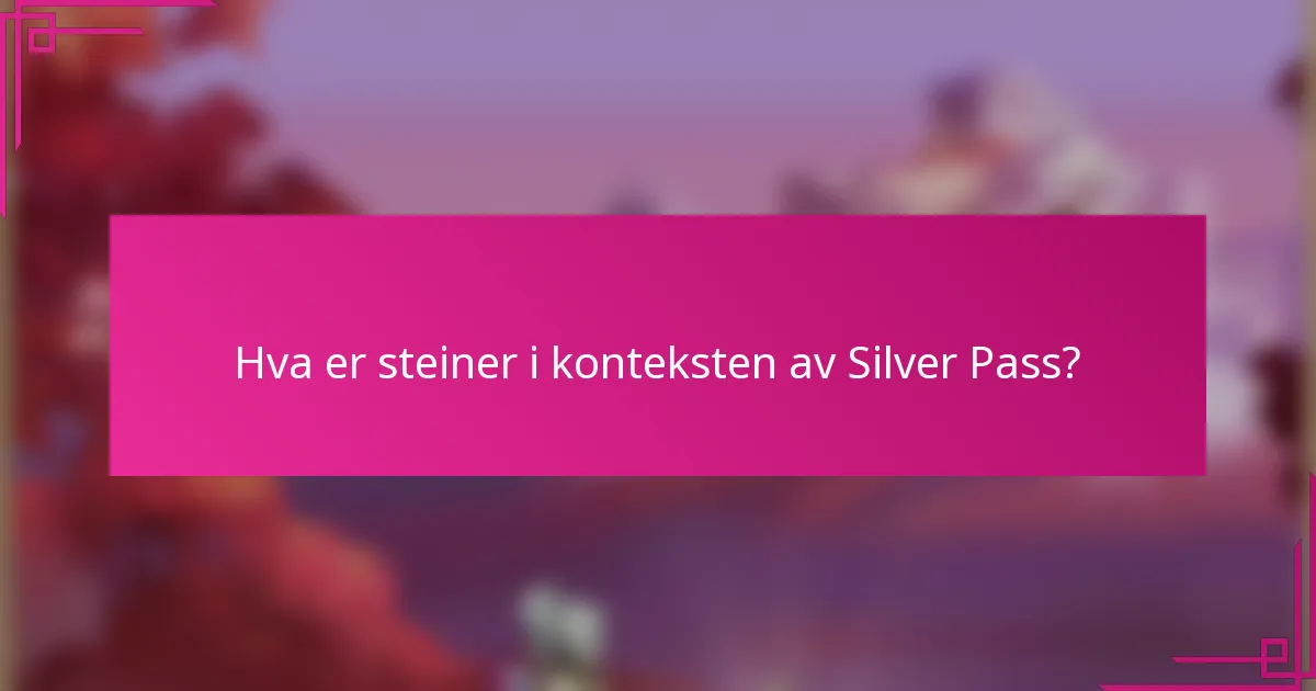 Hva er steiner i konteksten av Silver Pass?